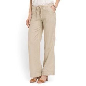 Max Studio Beige Wide Leg Linen/Cotten Blend Pants, Size M, NWT